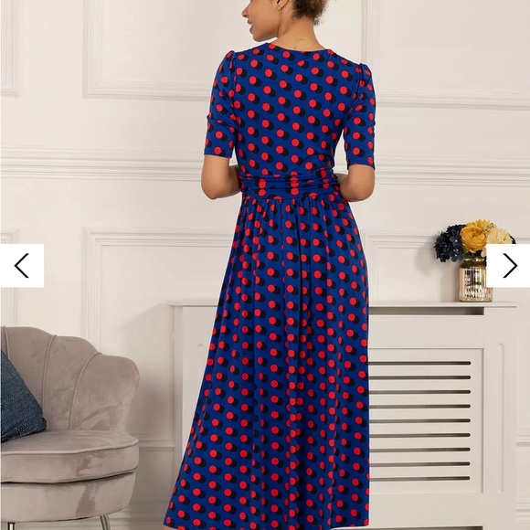 NWT- Jolie Moi Polka Ratette Dress, Blue Size 18 - Picture 2 of 10